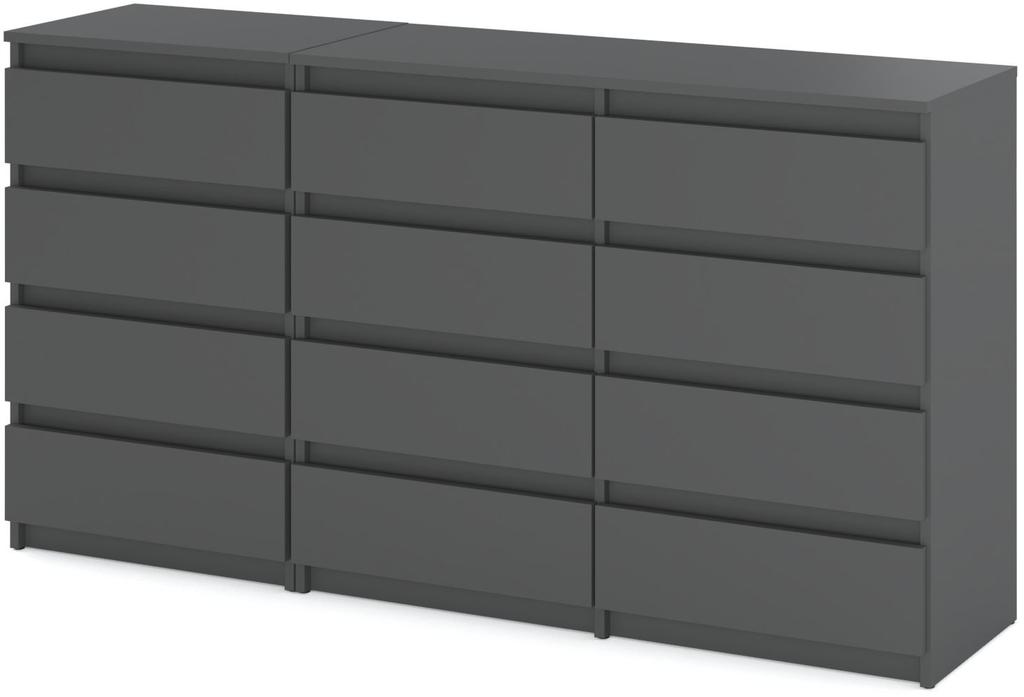 Chest of Drawers 12 Drawers Cabinet “HIT” 84 Matte Gray/Matte Gray