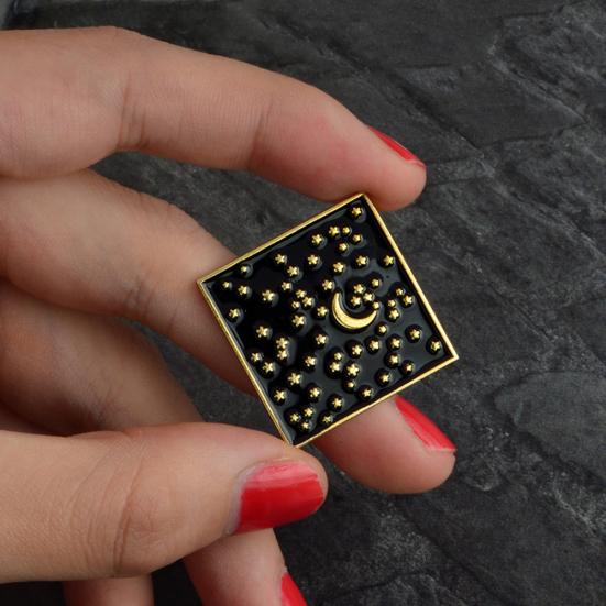 Эмалированная круглая ретро-лунная звезда, кинжал, аксессуар для вечеринки, джинсовая куртка, брошь, булавка