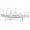 Metal Bed Frame with Headboard and Footboard White 140x200 cm
