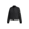 Casual Sports Stand Collar Woven Bomber Jacket Women Jackets Black FI9284