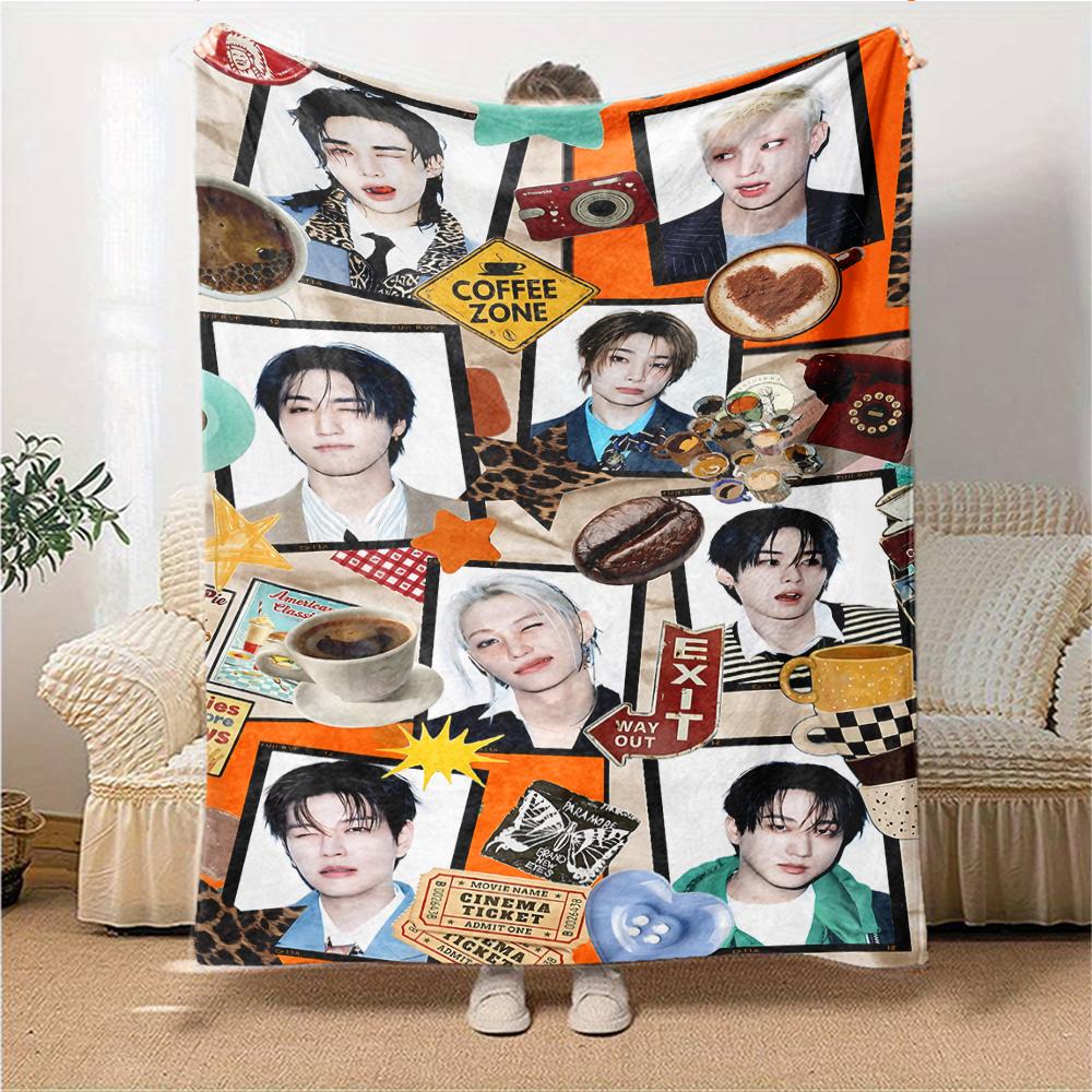 Kpop Idol Collage Blanket Soft Throw Blanket For Home Bedroom Bed Sofa Travel Office Solid Christmas Blanket