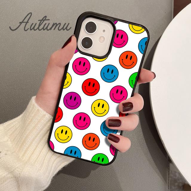Крутой чехол для телефона Smiley для iPhone 11 12 13 14 Pro Max mini X XR XS SE 2020 5 6S 7 8 Plus Samsung Galaxy S21 S22 Cover shell