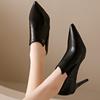 2024 Весна и Осень Новые Черные Темпераментные Модные Туфли На Высоком Каблуке Стилет Однотонные Туфли С Заостренным Носком Сзади Молния Каблуки Женские Туфли