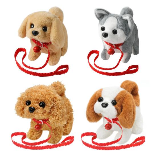 Kids Electric Plush Dog Toy Walking Barking Tail Wagging Interactive Puppy Plushie Toy Toddlers Boys Girls Educational Simulation Animal Toy