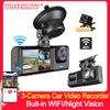 3-камерный видеорегистратор для автомобилей с приложением WIFI, видеорегистратор 1080P, автомобильный видеорегистратор с двумя объективами, камера переднего и заднего вида, ночной автомобильный аксессуар