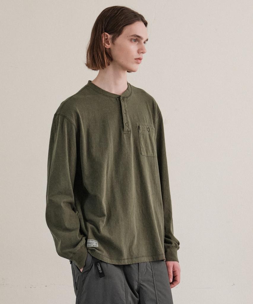 HELEMENT Dublin Henley Neck Long Sleeve Tee (Khaki)