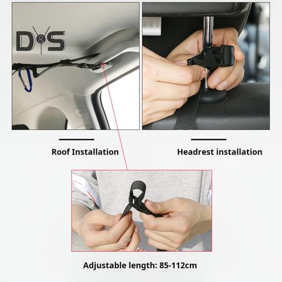 Автомобильная вешалка для одежды, нейлоновая плетеная, регулируемая длина, автомобильная дорожная бельевая веревка, прочный гибкий автомобильный органайзер для небольших автомобилей, фургонов, отелей, использования на открытом воздухе