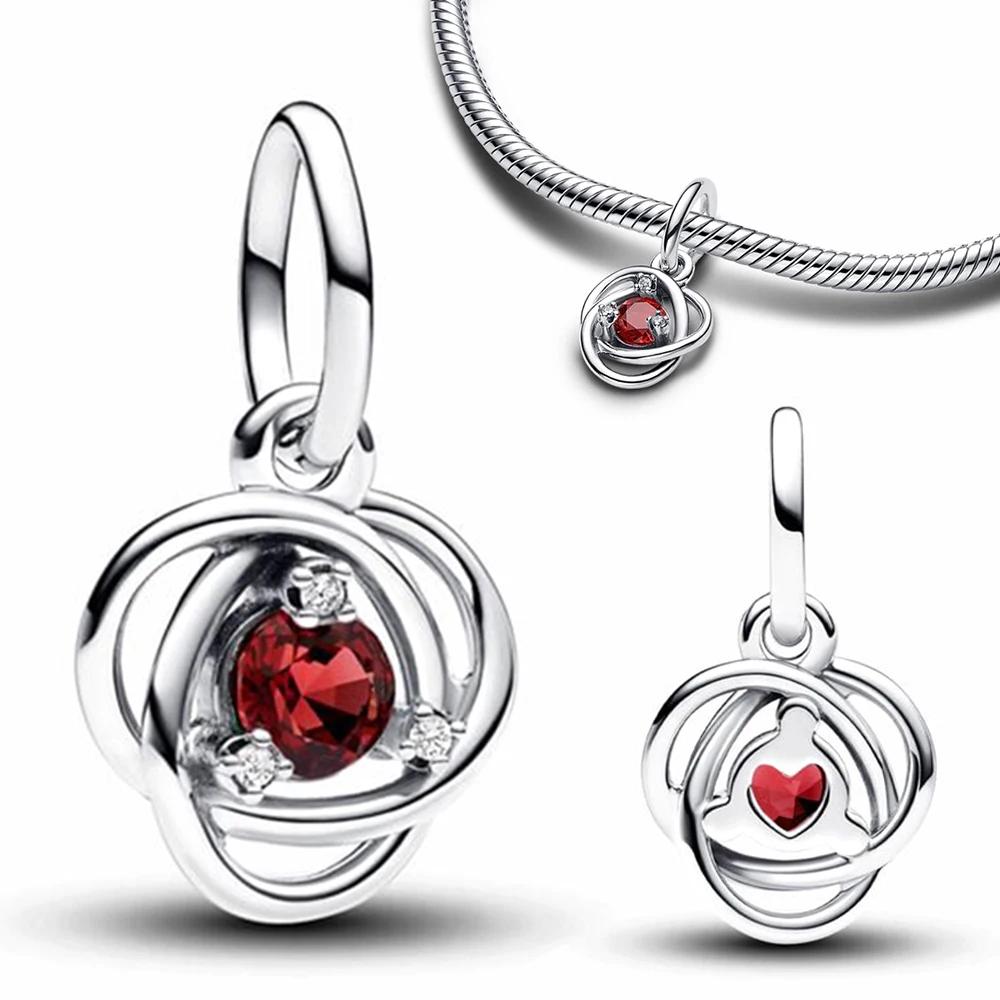 Медные twelve month birthstone сердце вечность шармы бусины кулон подходят к оригинальному браслету для женщин тонкие ювелирные изделия