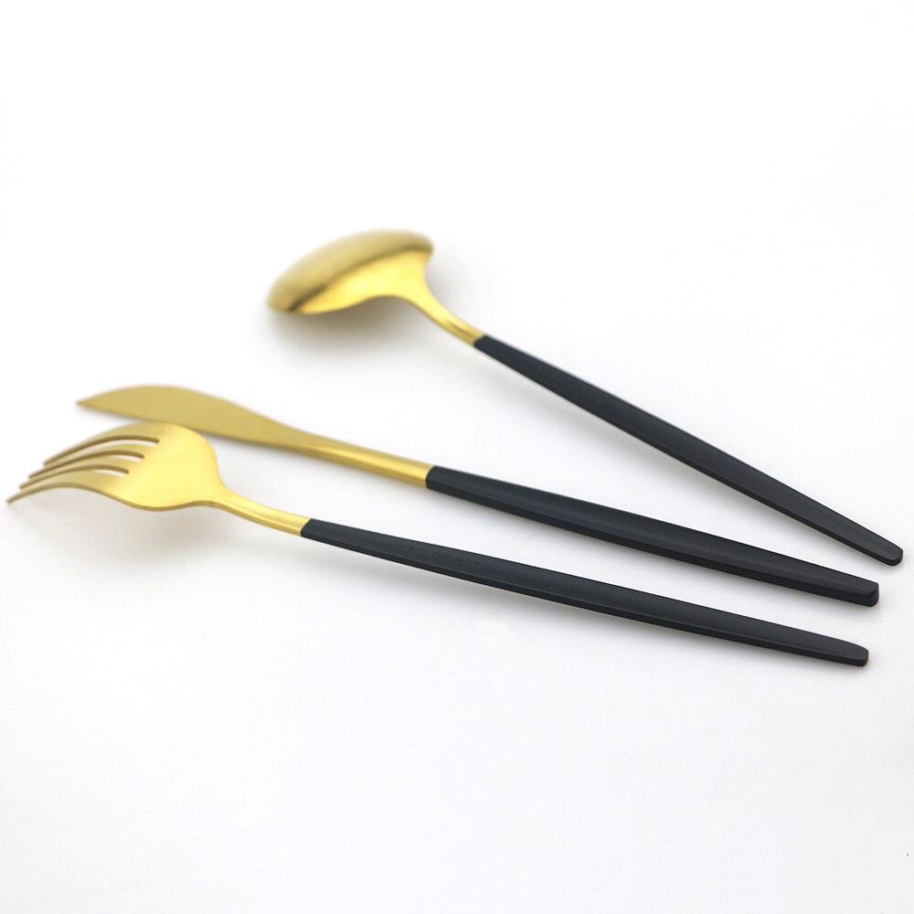 4 шт., черный набор столовых приборов, набор столовых приборов из нержавеющей стали 18/10, нож, вилка, десертная ложка, обеденная посуда, кухонное серебро, набор столовых приборов