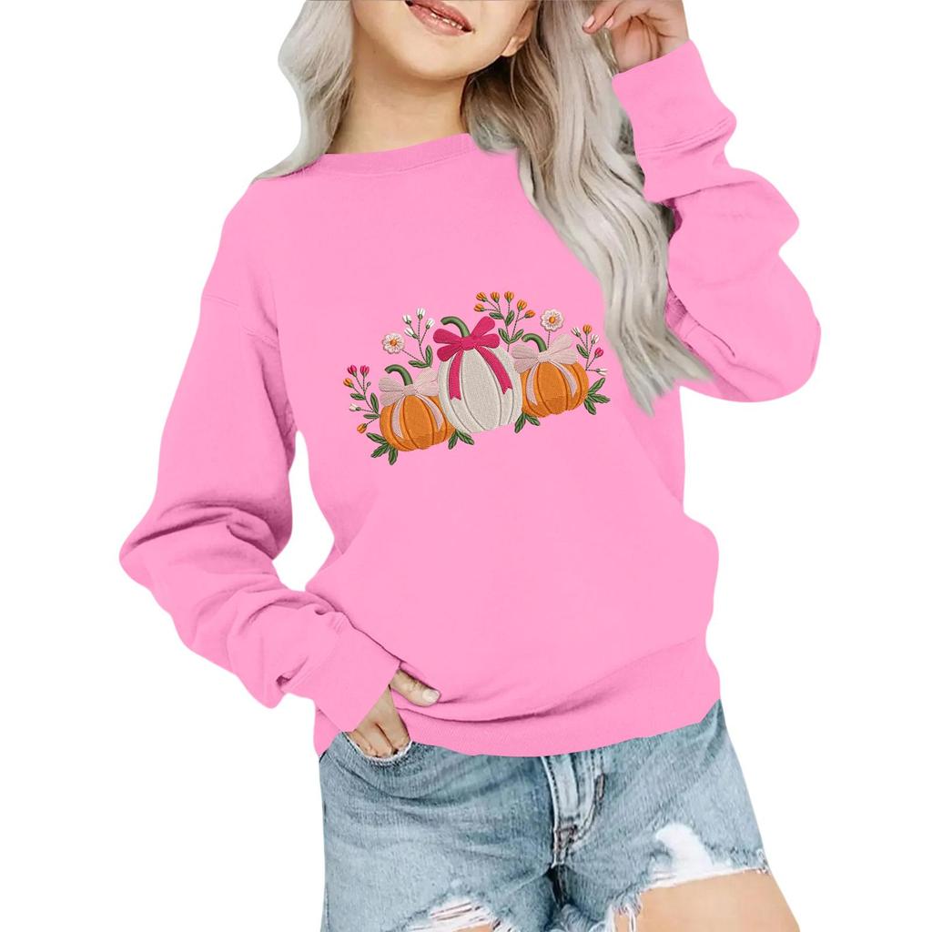 Kids' Fashion Loose-Fit Casual Long-Sleeve Christmas Print Oversized Crewneck Sweatshirt