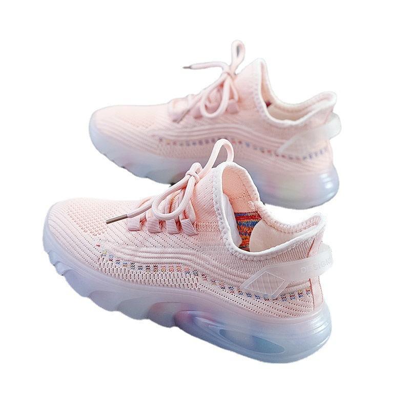 Spring Trend Versatile Lace-up Women's Sneakers Jelly Sole Shoes Low-top Breathable Casual Shoes