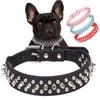 Adjustable Leather Pet Dog Collar Neck Strap Supplies PU Leather Punk Rivet Spiked Dog Collar Pet Collars For Small Dog Cat