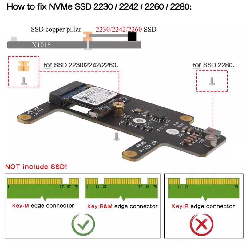 X1015 Raspberry Pi 5 Плата расширения PCIe на M.2 NVMe SSD