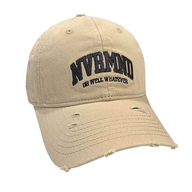 Стильная washed cotton baseball cap с потертостями для женщин, подчеркивающая черты лица, для весны и лета, мягкая, с изогнутым козырьком, для мужчин, уличный стиль