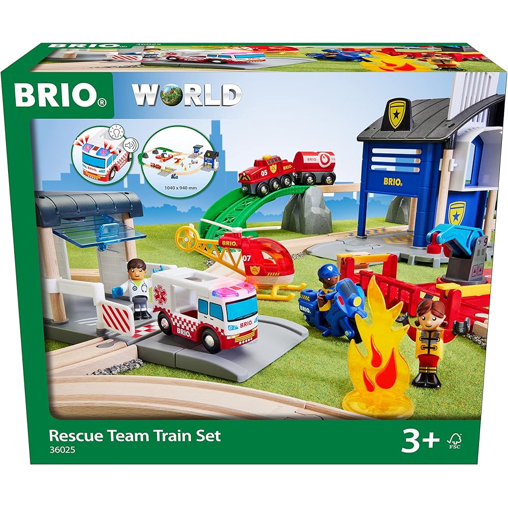 Brio Набор спасательной команды 44 детали Деревянная игрушка для возраста 3+ Набор железной дороги