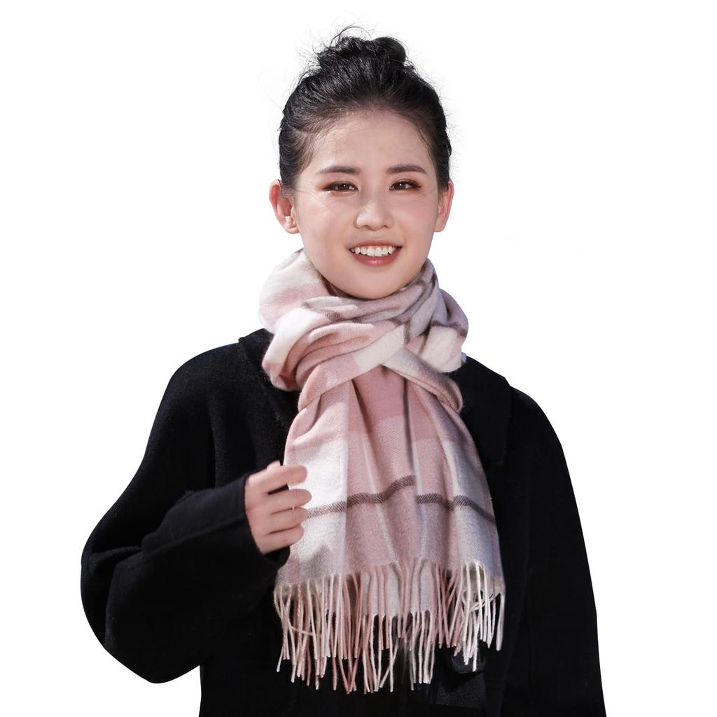 Utukky Cashmere Check Pattern Cashmere Premium Inner Mongolian Large Thick Warm and Fluffy for Perfect Gift for and Unisex Women's 100% Stole,