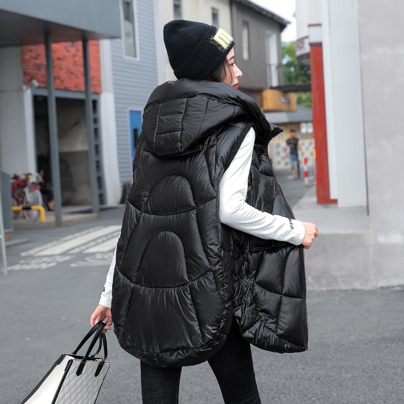 Women Autumn Winter Outwear Thicken Waistcoat Cotton Padded Hooded Sleeveless Jacket Coat Vest