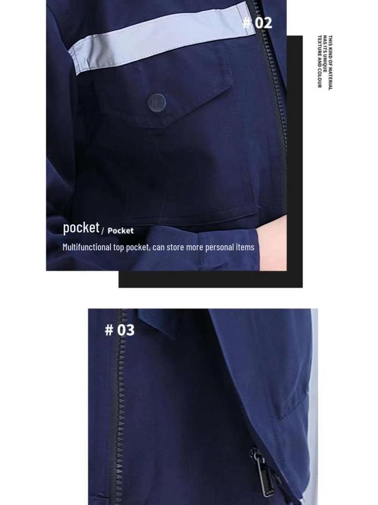 Men's Reflective Long-Sleeve Workwear Set - Durable Auto Repair Attire for Spring & Autumn