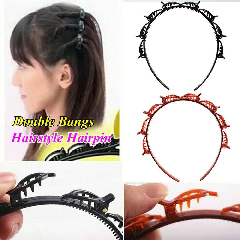 Hair Clip Twist Plait Headband Hair Clip Multi-Layer Hollow Woven Double Bangs Hairstyle Hairpin