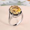 2023 Light Luxury Natural Citrine Large Gemstone Ring Women's Fine Jewelry Anniversary Gift 925 Sterling Silver