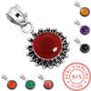 925 Sterling Silver Pendant Women Gemstone Handmade Jewelry Engagement Gift Amber Amethyst Black Onyx Carnelian Garnet Quartz Green Onyx Gold Stone