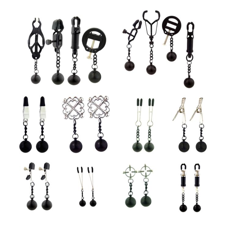 28 Kinds SM Women's Stainless Steel Breast Clip Nipple Clamps Gravity Ball Weight Pendant Traction Stimulator Adult Toys 18