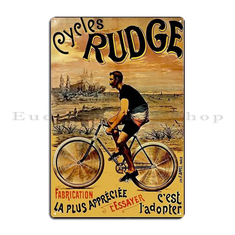 retro CRESCENT CYCLES Circa Dashing Woman Cyclist CYCLES RUDGE Metal Wall Mural Personalized Tin Sign Poster