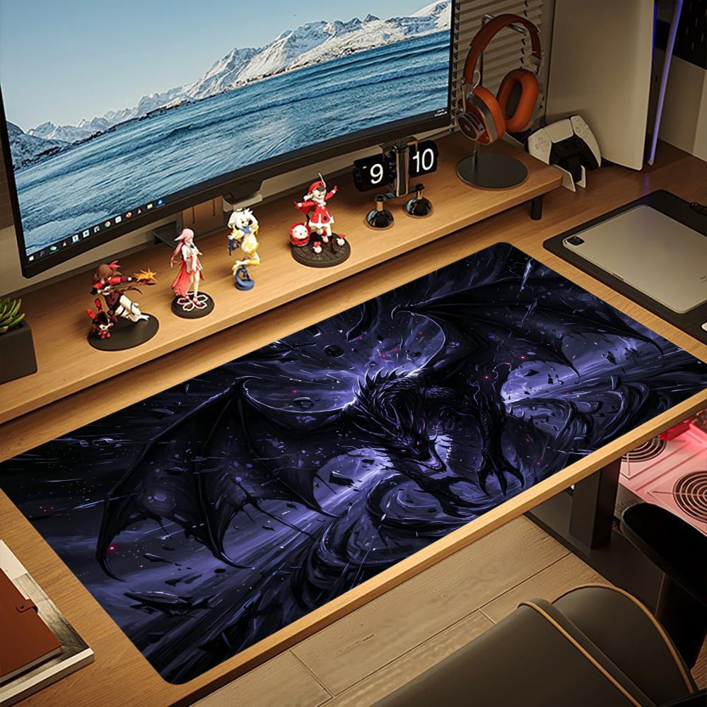 XXL Dark Dragon Large Mouse Pad Fantasy Magic Rune Neon Graphic Desk Mat Non-Slip Rubber Gaming Computer Keyboard Mouse Mats