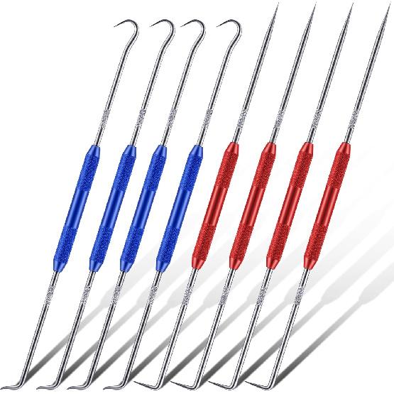 Zhehao 4 Pcs Double Pointed Scriber, 8.3" Metal Scribe Hook & Pick Tool Set | Steel Tip,Knurled Aluminum