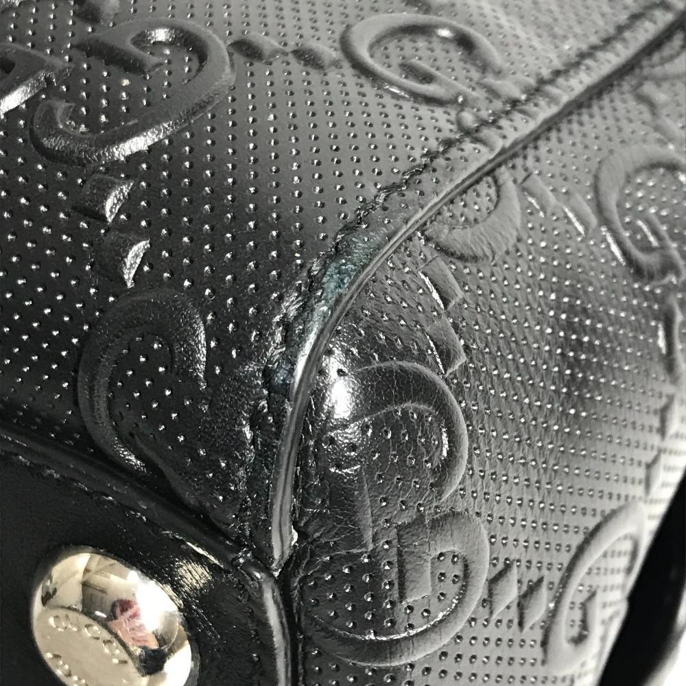 GUCCI 625774 GG embossed logo Bag Tote Bag Shoulder Bag Leather Black