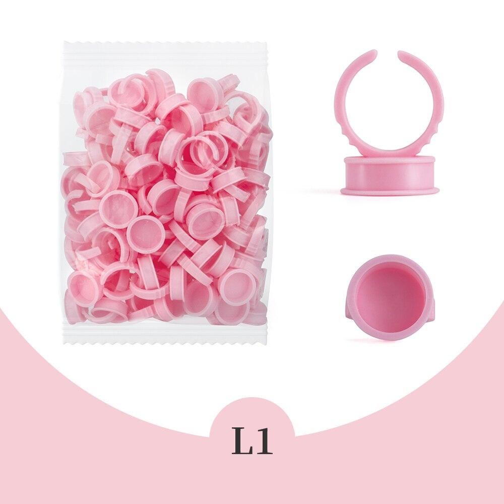 Оптовая продажа, 100 шт., одноразовые клеевые кольца для наращивания ресниц, розовый держатель для клея, контейнер для клея, пигмент для татуировки