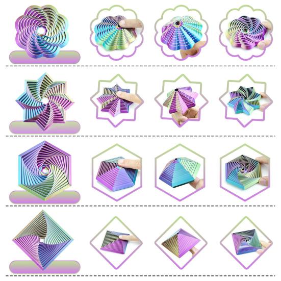 4 шт. 3D-печатный фрактальный спиннер-шестигранник для снятия стресса и тревоги, расширенный спиннер-восьмиугольник, звезда, цветок, квадратная сенсорная игрушка, игрушка для декомпрессии