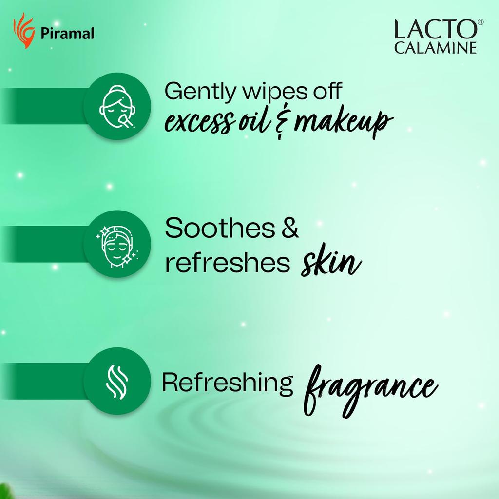 Lacto Calamine Ежедневные очищающие салфетки для лица, упаковка из 3 штук, мягкое средство для снятия макияжа, влажные салфетки для мужчин и женщин, без спирта, освежающие
