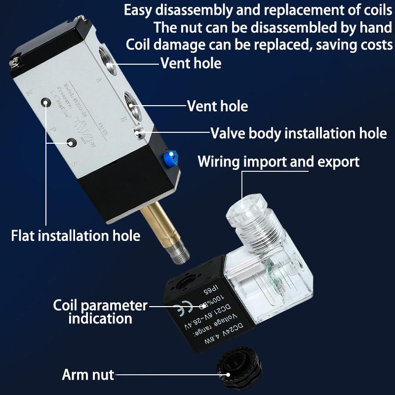 4v210-08 Better Quality Airtac Type Pneumatic Electric Solenoid Valve Directional Control Air Magnetic Valve 12V 24V 220V 4v210