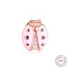 Аутентичные бусины из стерлингового серебра 925 пробы с розовыми отражениями розовых божьих коровок, подходят для оригинального браслета для женщин, ювелирные изделия в подарок
