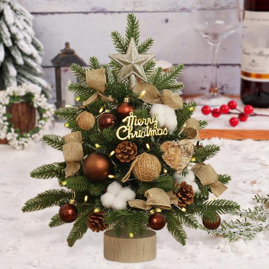 Мини-елка 45 см, светящаяся настольная искусственная рождественская сосна, работающая от батареек, маленькая