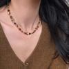 Vintage Brown Natural Tiger Eye Stone Choker Necklace For Women New Trendy Handmade Beaded Chain Necklace Jewelry Gift