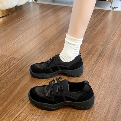 2025 новая французская нишевая мода круглый носок платформа бант шнуровка глубокий вырез туфли-лодочки женские