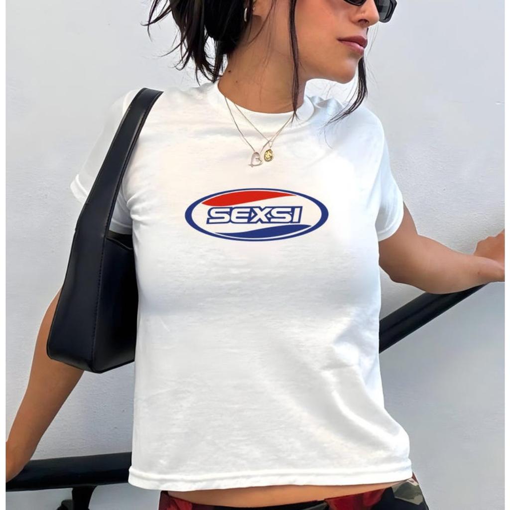 Funny Sexsi Y2K Women's Fitted T-shirt Cute Girly Funny Meme Tee Shirt Oversized Streetwear Trendy Fashion Short Sleeve Female Male Clothing