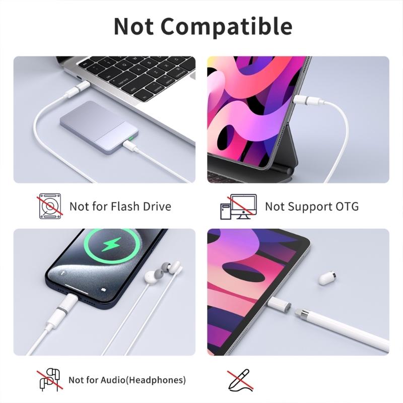 Адаптер Lightning на USB-C для телефона, алюминиевый адаптер-зарядное устройство, быстрая зарядка и передача данных, легко носить с собой для телефона 16
