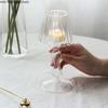 Tall Feet Glass Candle Holder Table Lamp Shape Candlestick Storage Tank Clear Glass Bottle Desktop Decoration Accessories Crafts