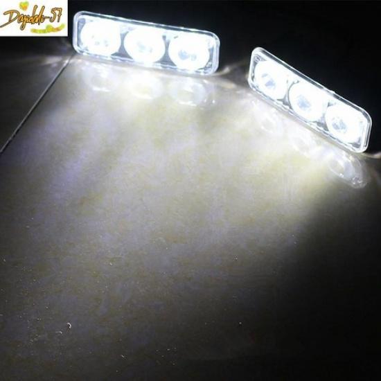 Car Daytime Running Light 3 LED White DRL Amber Turn Signal Front Fog Lamp 2PCS