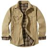 Men's Long Sleeve Shirt Jacket with Plaid Lining, Multiple Pockets, Button Front, Fall Winter Coat