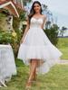 Ever-Pretty Women's Tulle Sweetheart Corset Top High-Low Wedding Dress with Spaghetti Straps