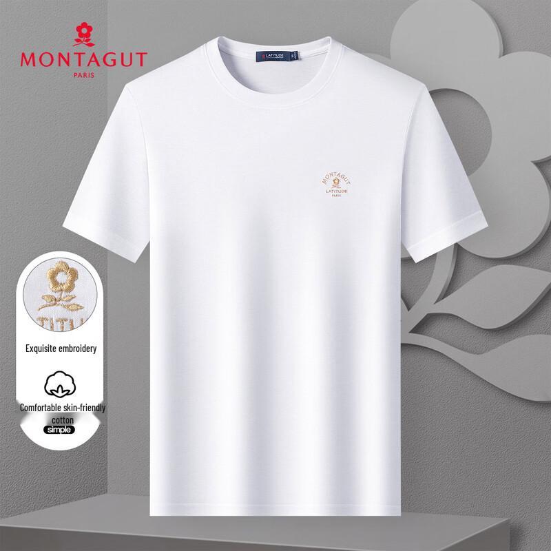 Мужская футболка MONTAGUT с круглым вырезом, коротким рукавом, из смесовой хлопковой ткани