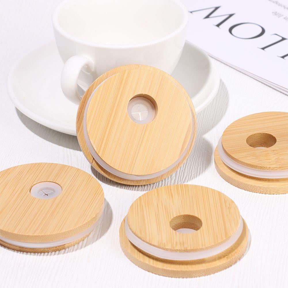 Удобные для хранения бутылки крышки для консервирования бамбуковые деревянные крышки с отверстием для соломинки крышка для банки с широким горлом