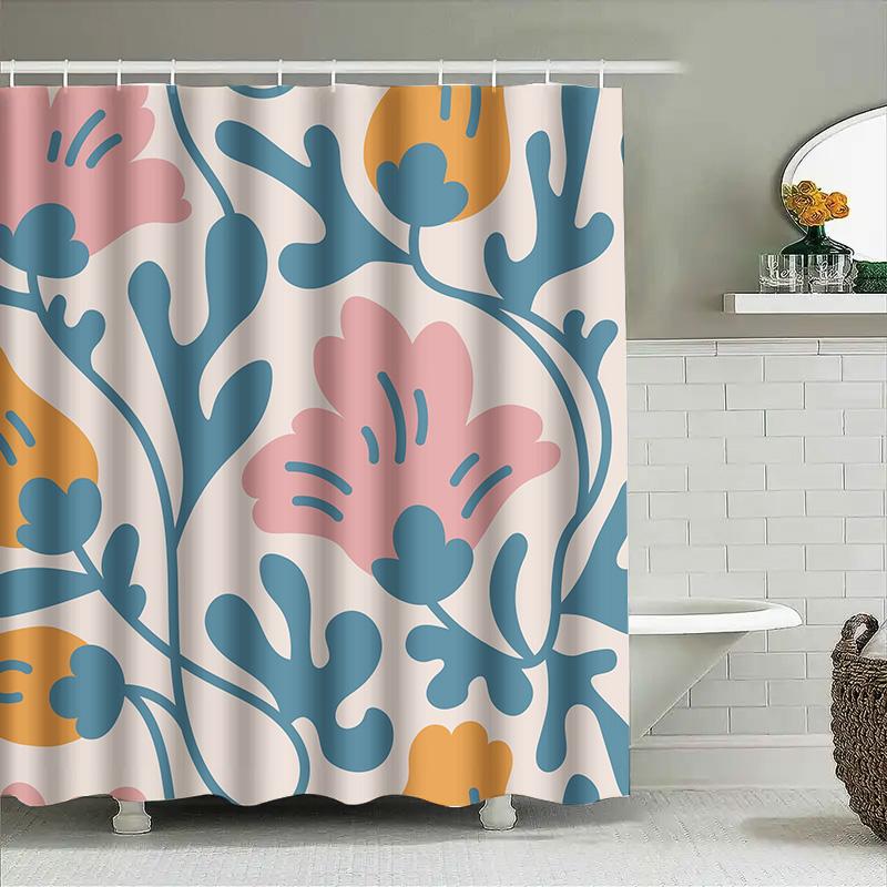 Современная шторка для душа с цветочным принтом, декоративная, водонепроницаемая, тканевая, для украшения дома, различных размеров! (