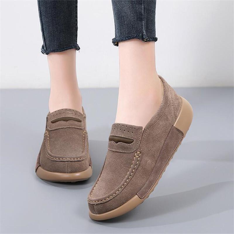 Модная женская обувь Балетки Замшевые кроссовки из коровьей кожи Женские 2024 Комфортная женская повседневная обувь для ходьбы Модная обувь больших размеров Лоферы Женские