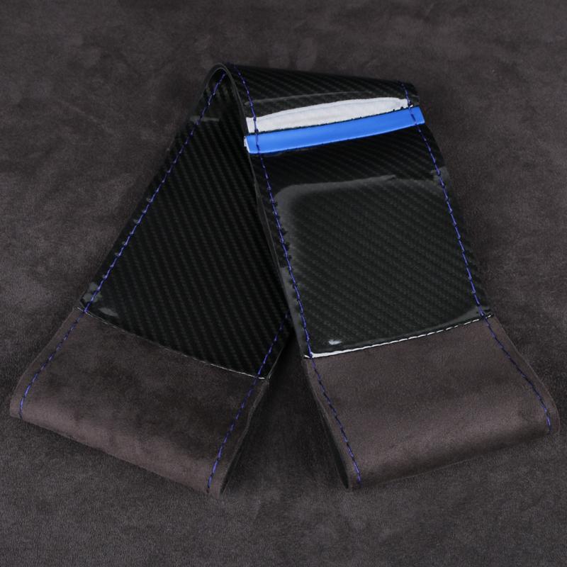 DIY Carbon Fiber Suede Universal Auto Steering Wheel Cover Anti-Slip Sweat-Absorbing Comfort Grip 37-38.5cm Car Interior Decor