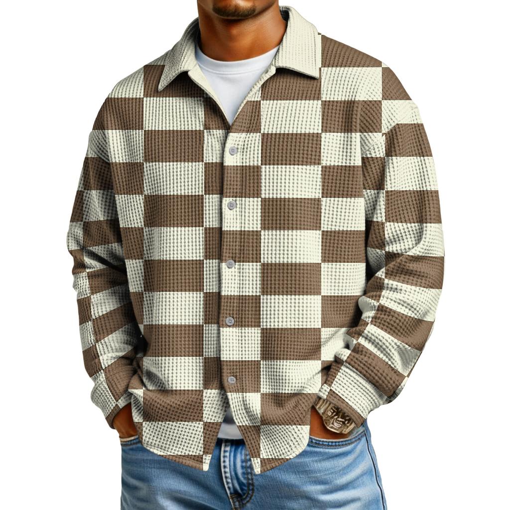 Мужская повседневная рубашка с длинным рукавом на пуговицах